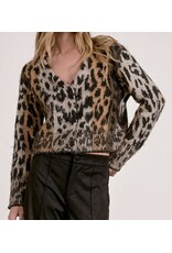 Elan Elan Cheetah Eyelash Cardigan