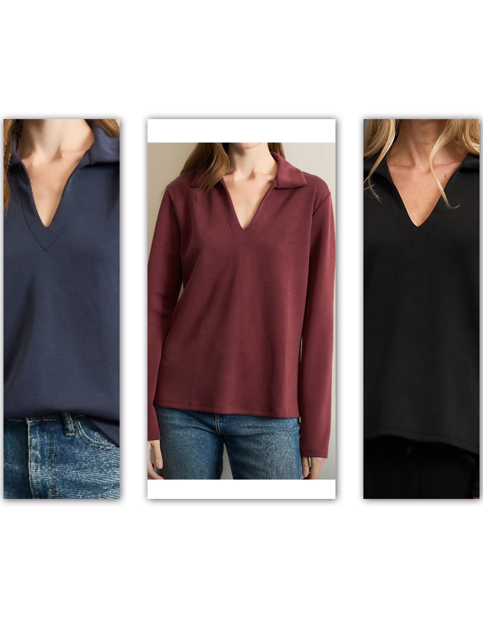 Techno suave polo l/s top