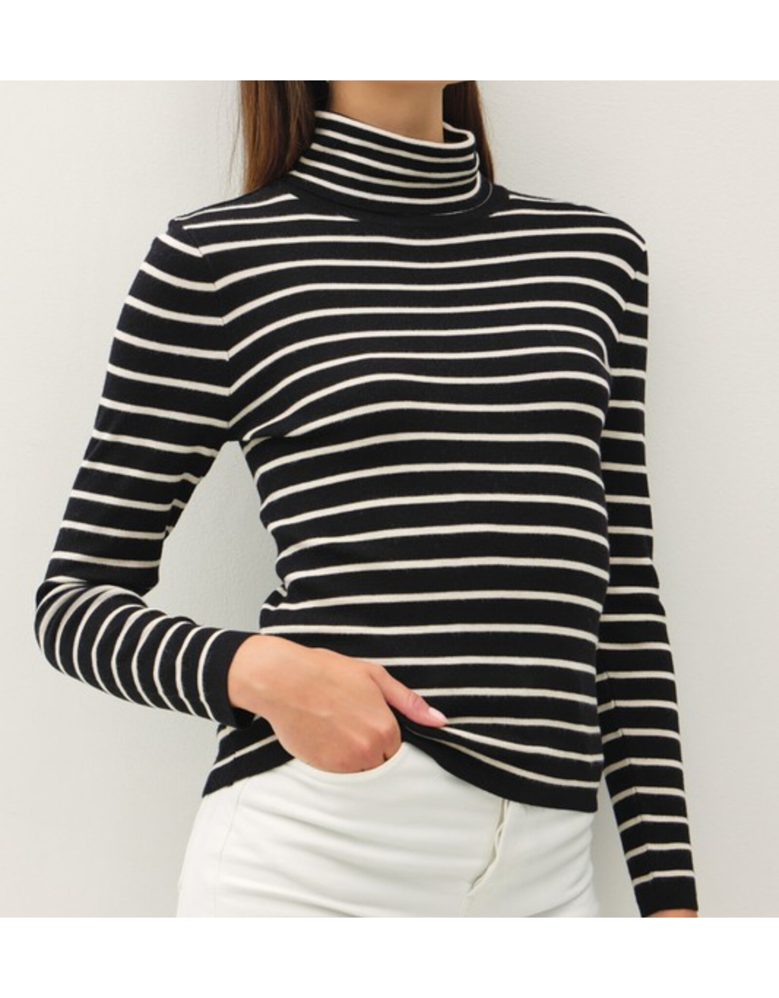 be cool Striped Turtle Neck Sweater Top