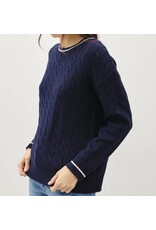 be cool Navy Cable Knit Sweater w/accent
