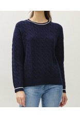 be cool Navy Cable Knit Sweater w/accent