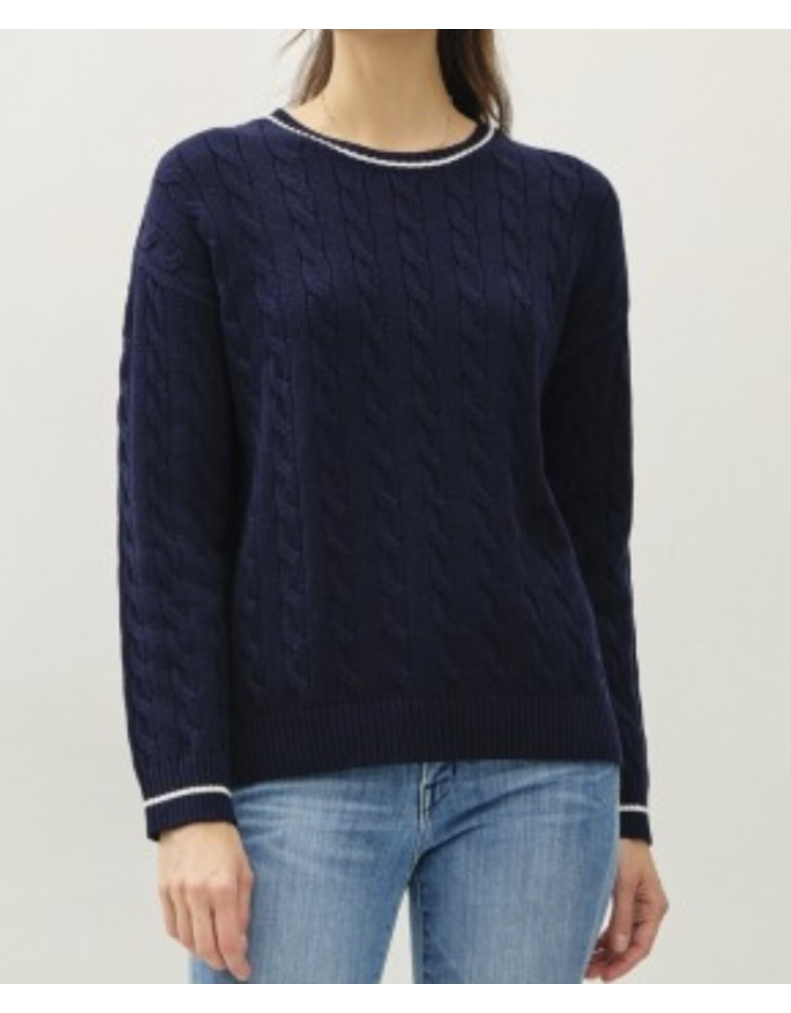 be cool Navy Cable Knit Sweater w/accent