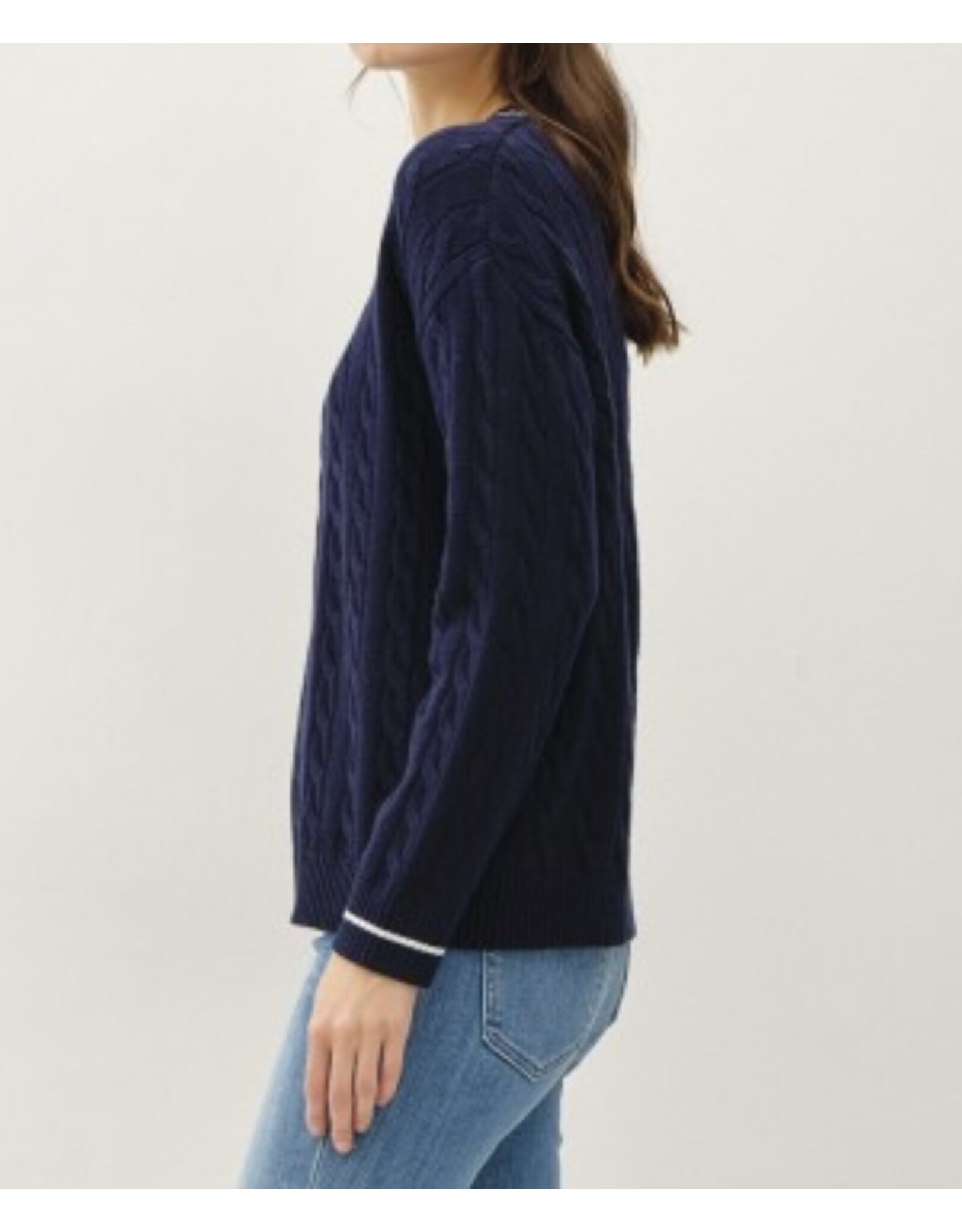 be cool Navy Cable Knit Sweater w/accent