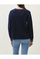 be cool Navy Cable Knit Sweater w/accent
