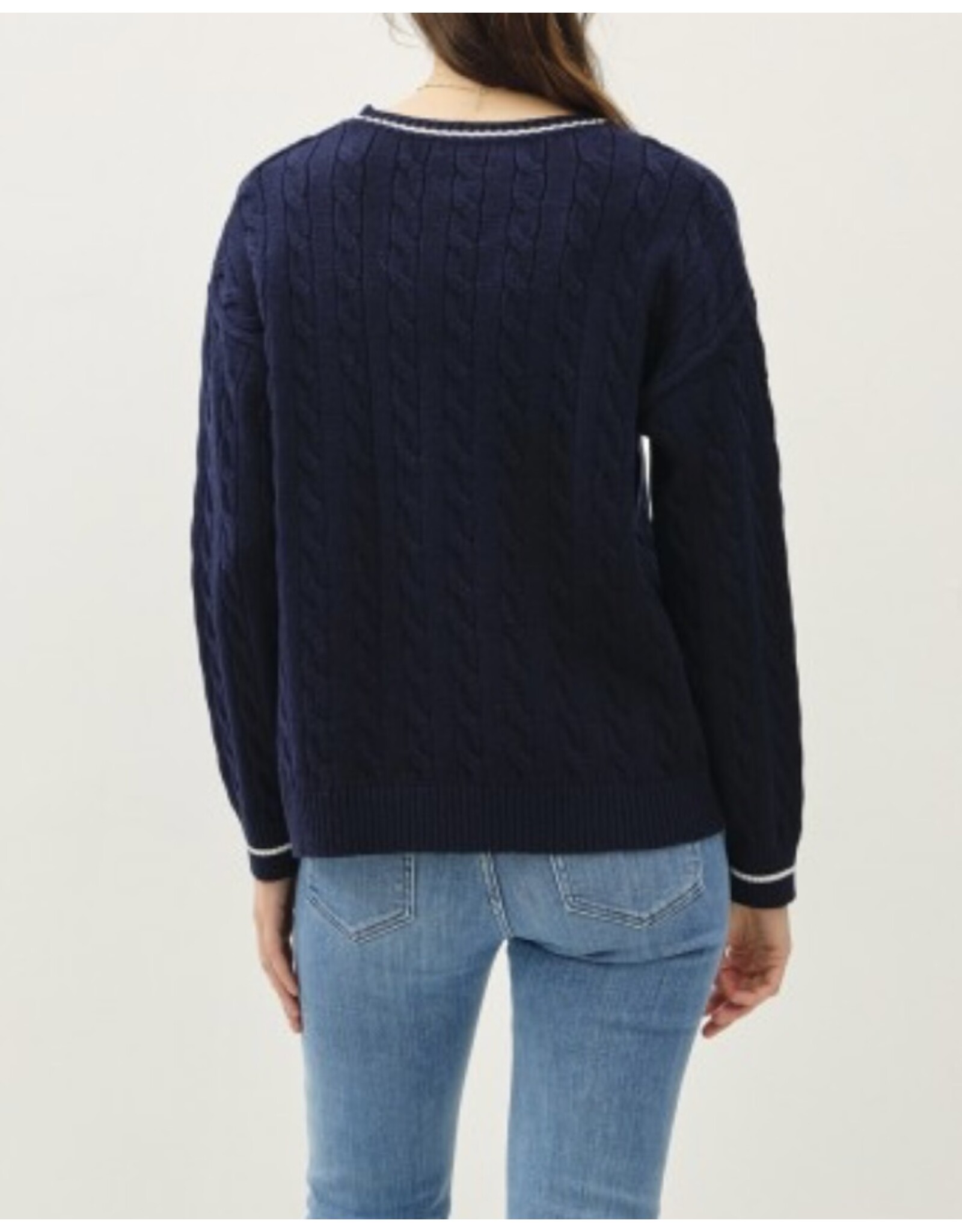 be cool Navy Cable Knit Sweater w/accent