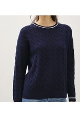 be cool Navy Cable Knit Sweater w/accent