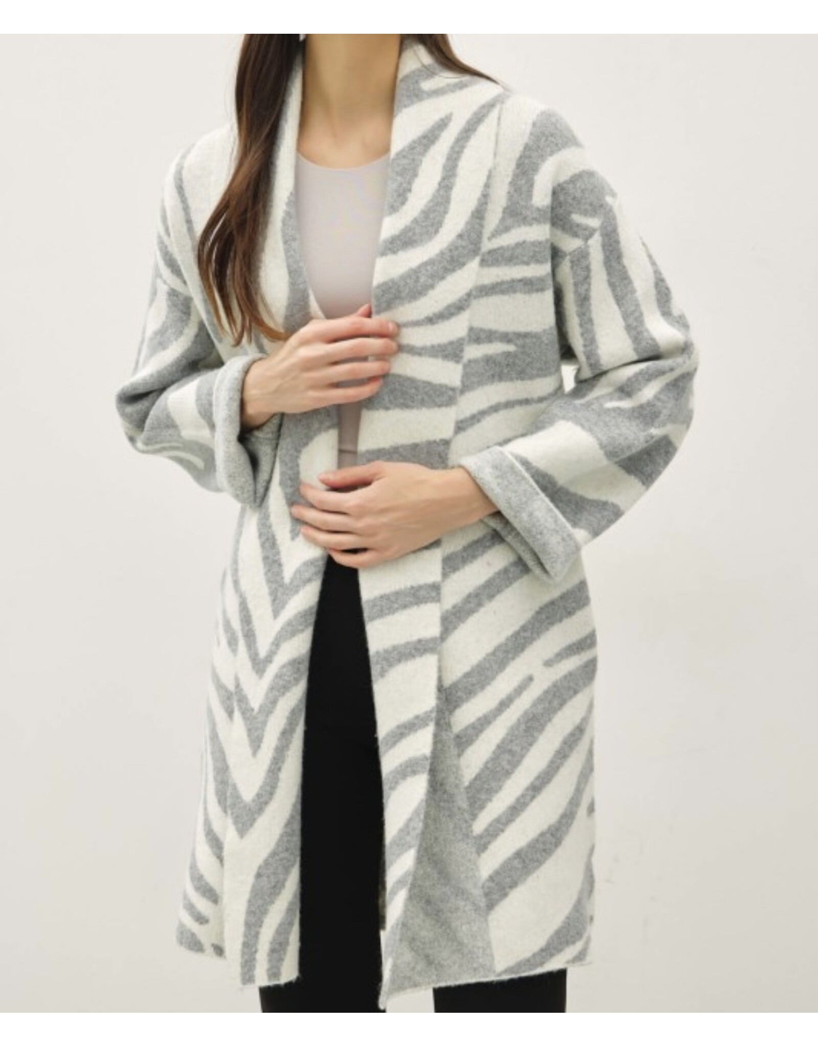 Zebra Wool Blend Open Coatigan