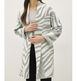 Zebra Wool Blend Open Coatigan