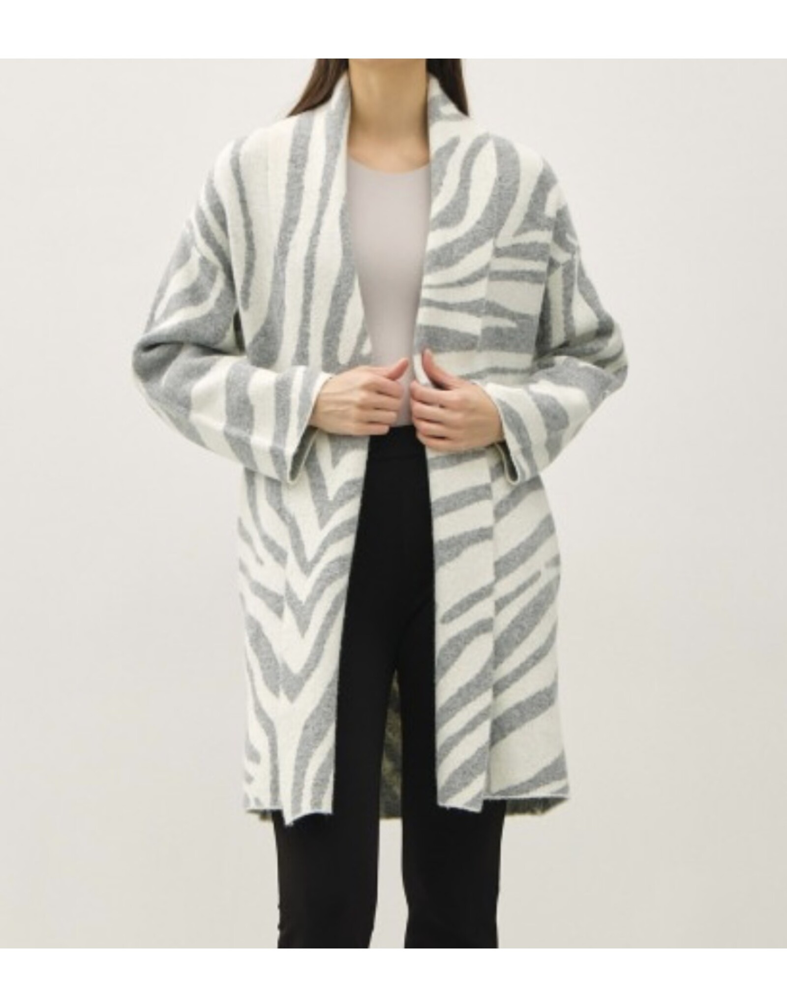 Zebra Wool Blend Open Coatigan