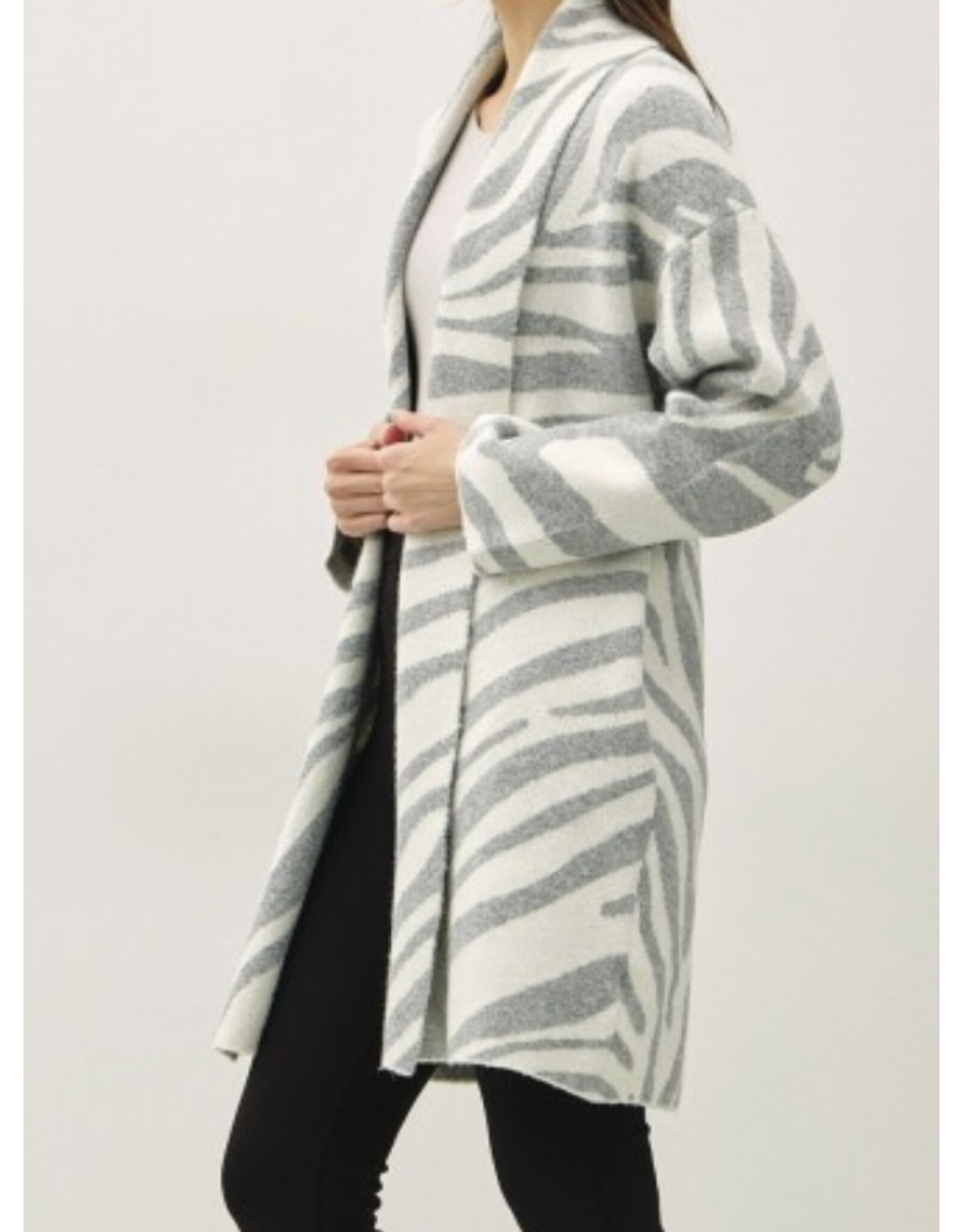 Zebra Wool Blend Open Coatigan