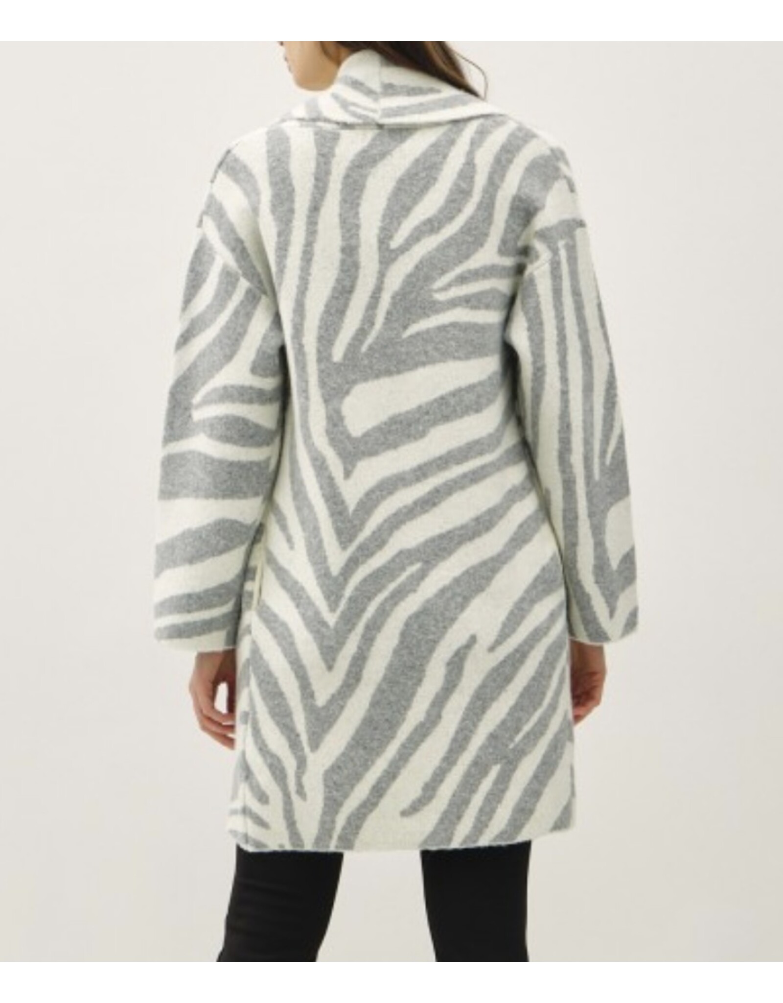 Zebra Wool Blend Open Coatigan