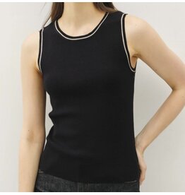 Black Contrast Accent Knit Tank