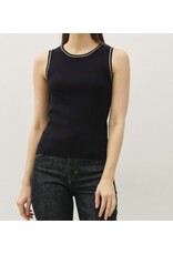 Black Contrast Accent Knit Tank