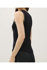 Black Contrast Accent Knit Tank