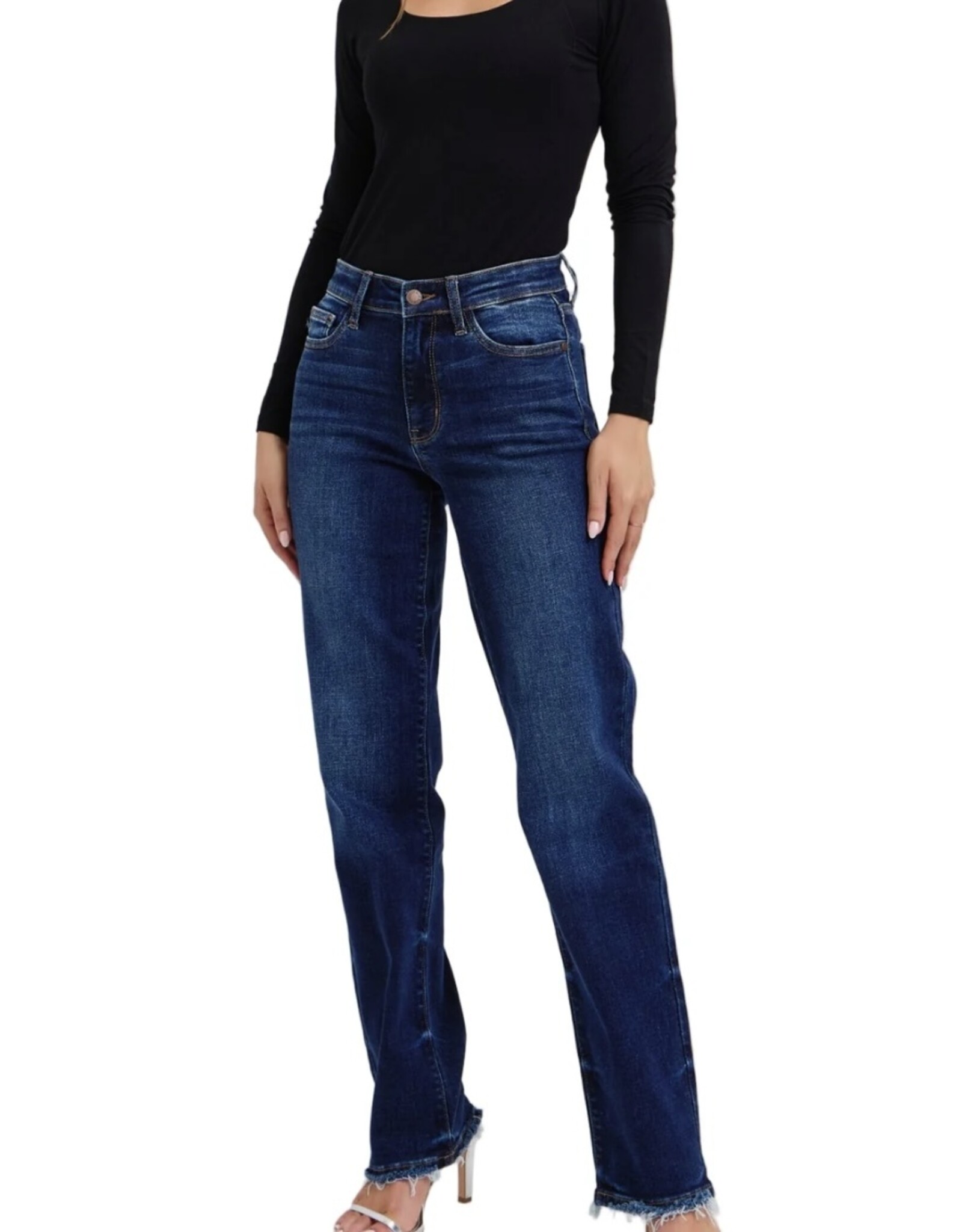 Judy Blue Judy Blue MR straight leg w/fray hem