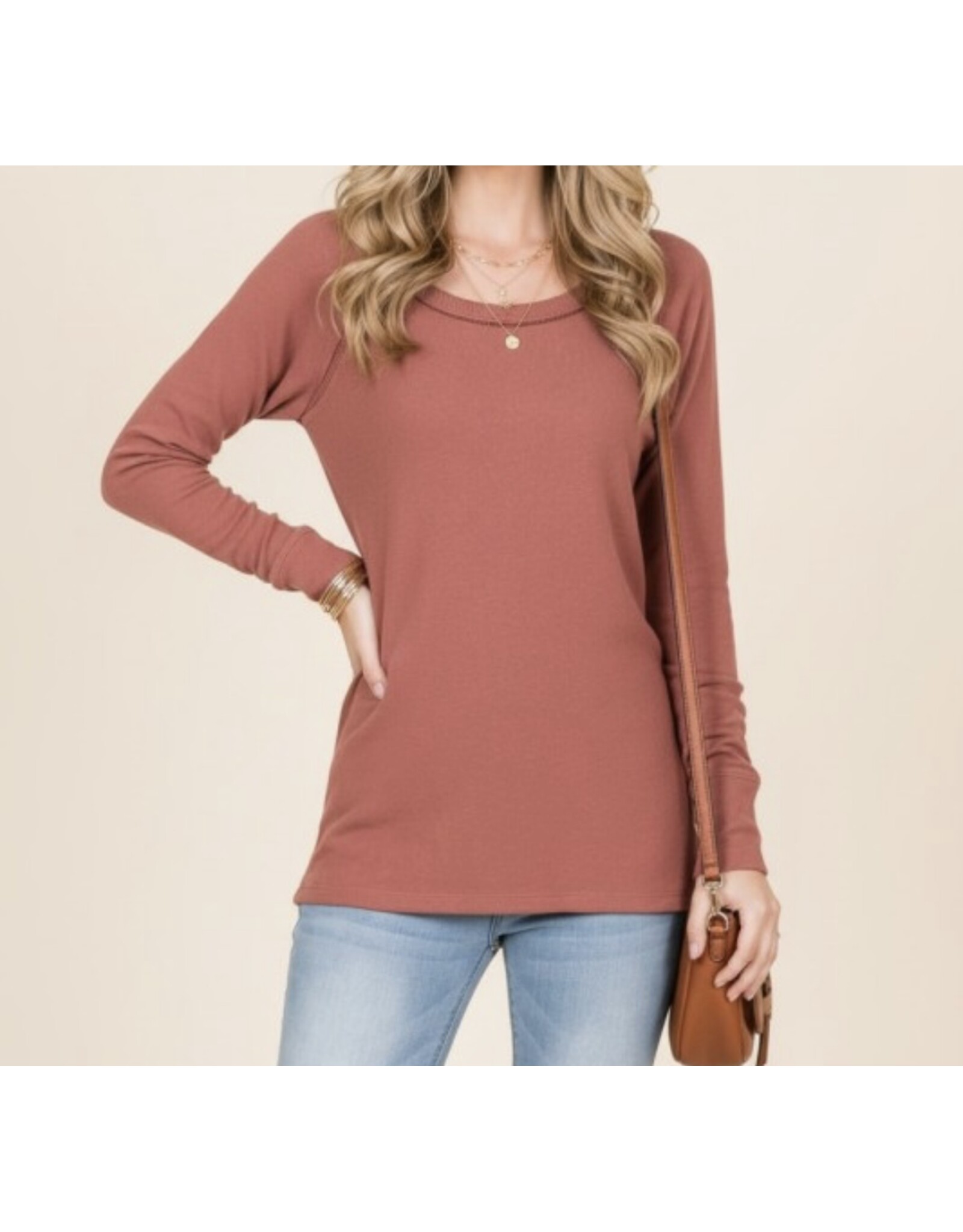 Rust Soft L/S Knit Top