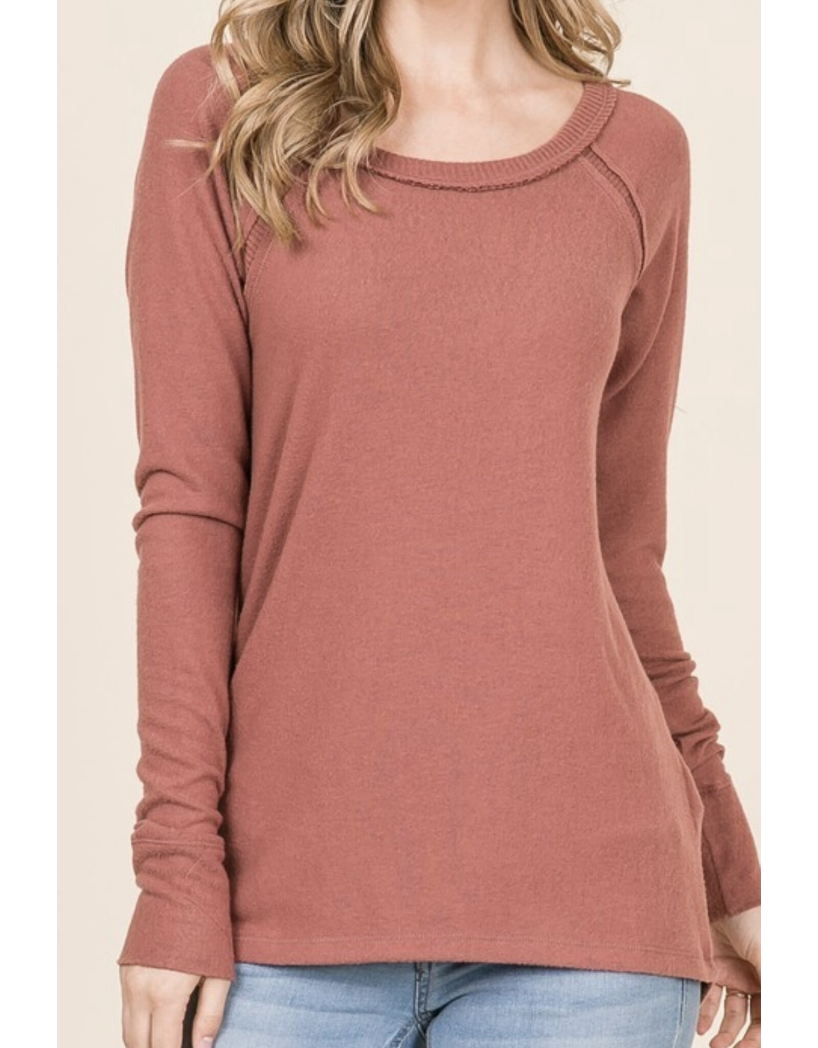 Rust Soft L/S Knit Top