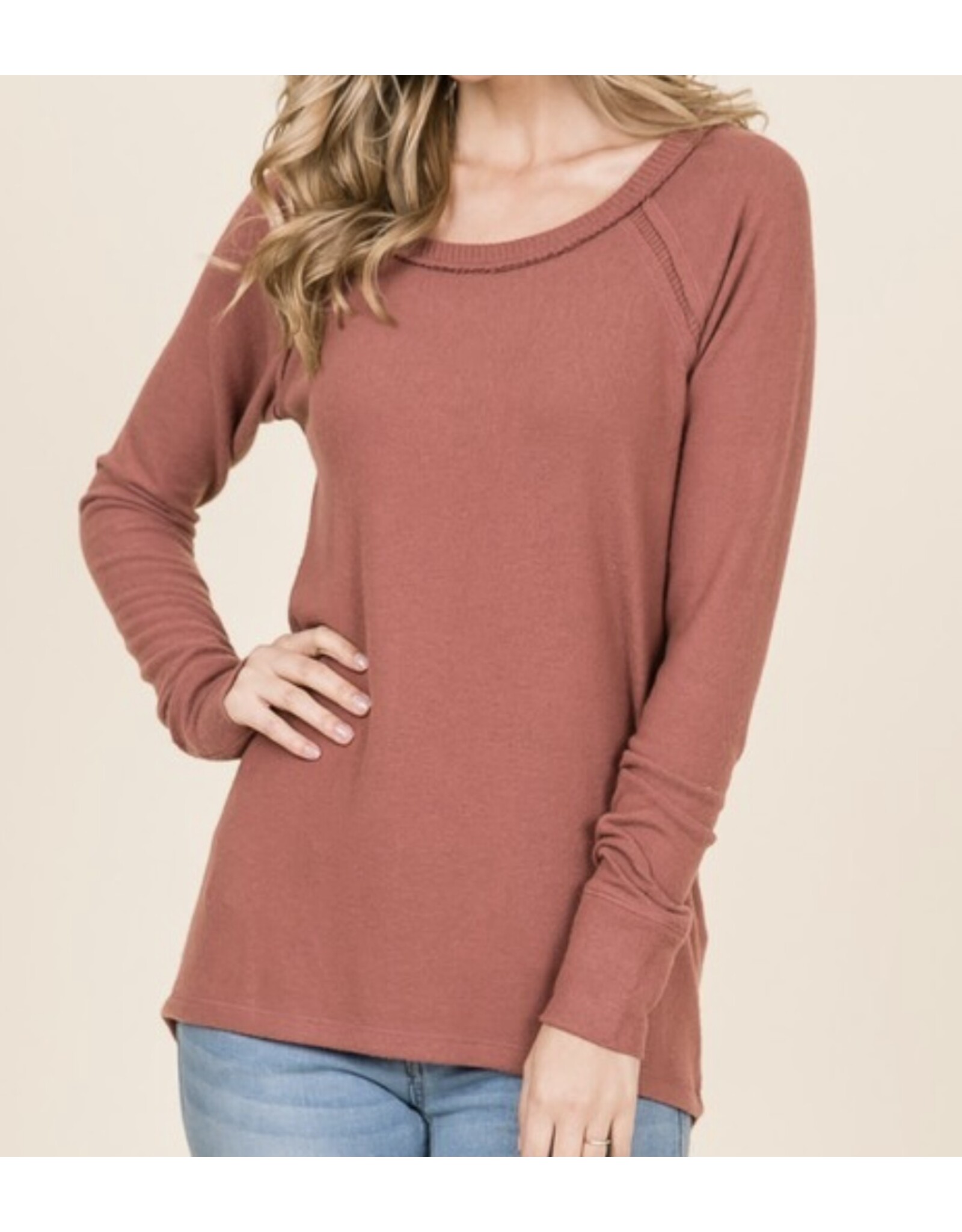 Rust Soft L/S Knit Top