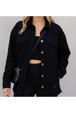 Black Distressed Oversized Denim Jacket Black Distressed Oversized Denim Jacket