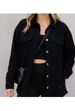 Black Distressed Oversized Denim Jacket Black Distressed Oversized Denim Jacket