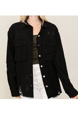 Black Distressed Oversized Denim Jacket Black Distressed Oversized Denim Jacket