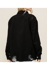 Black Distressed Oversized Denim Jacket Black Distressed Oversized Denim Jacket