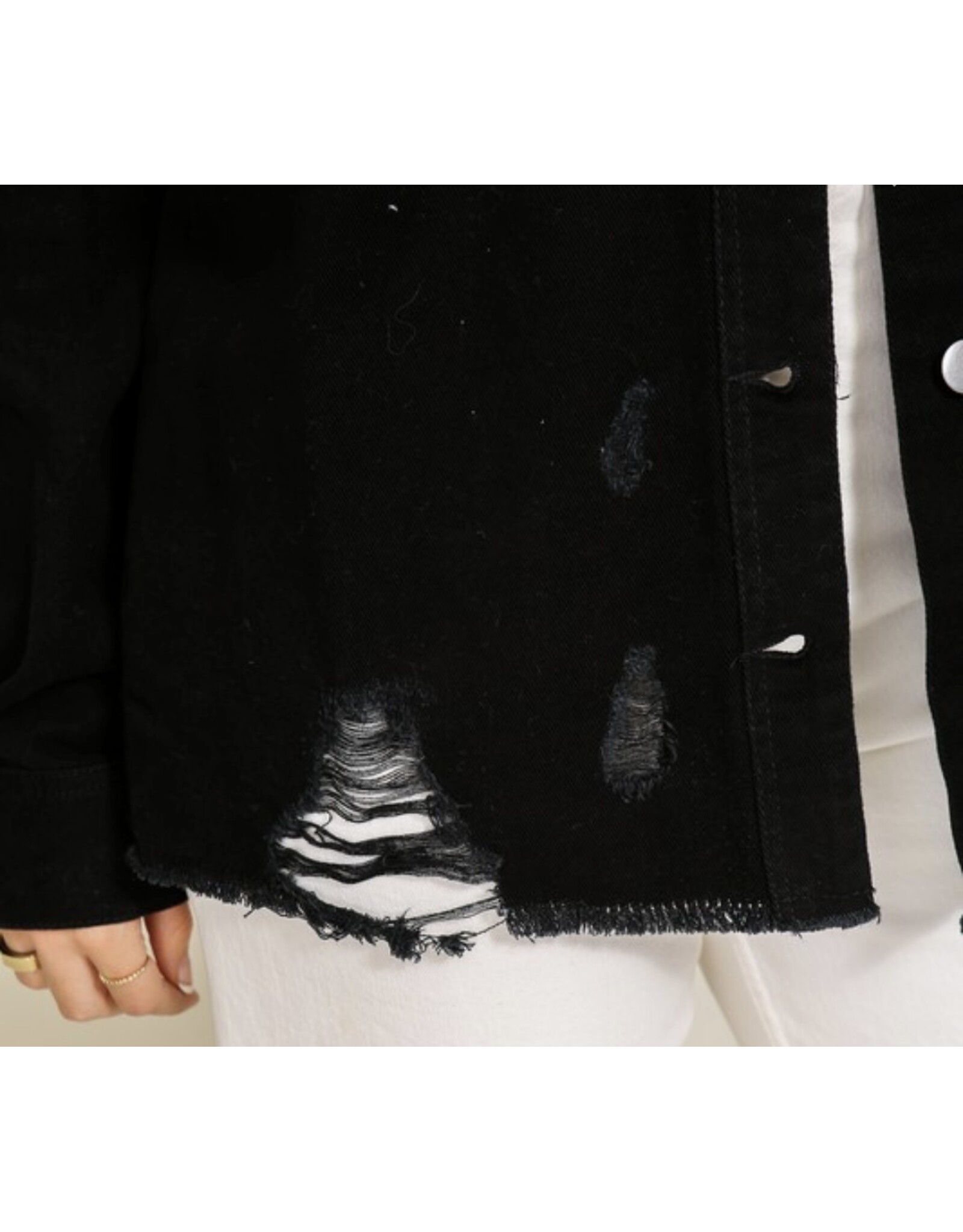 Black Distressed Oversized Denim Jacket