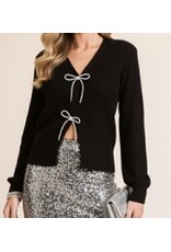 Black Bow Snap-front Cardigan Black Bow Snap-front Cardigan
