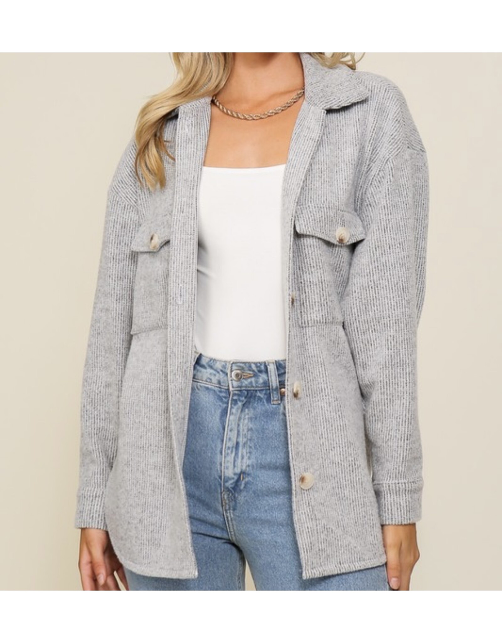 Cozy Brushed Waffle Oversized Shacket