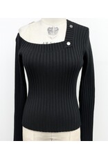 Ribbed Asymmetrical Neck Sweater Ribbed Asymmetrical Neck Sweater