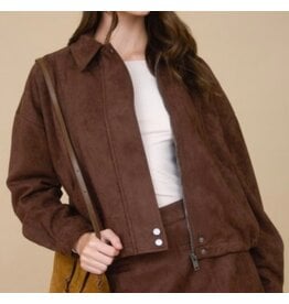 Suede Collared Zip-up