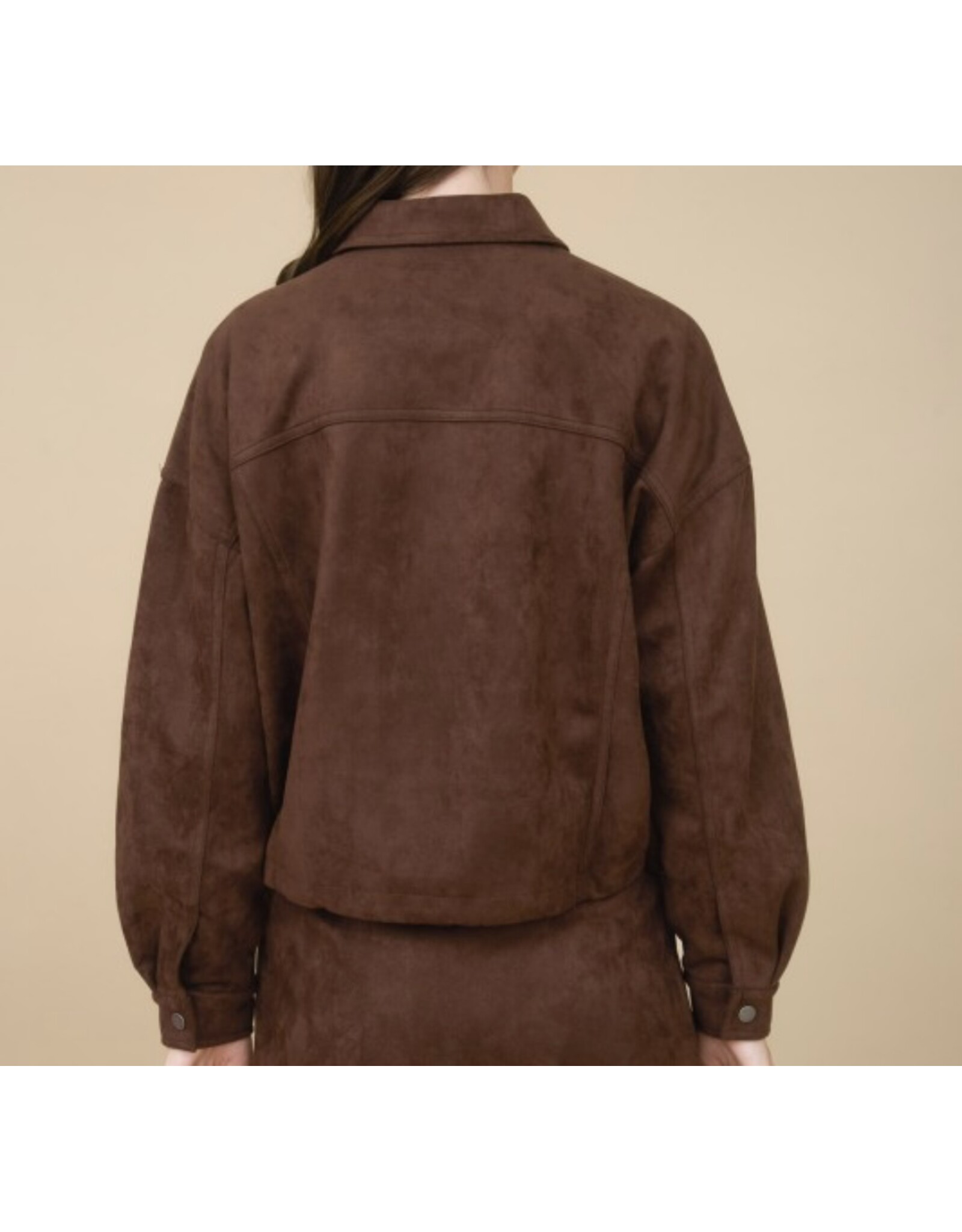 Suede Collared Zip-up