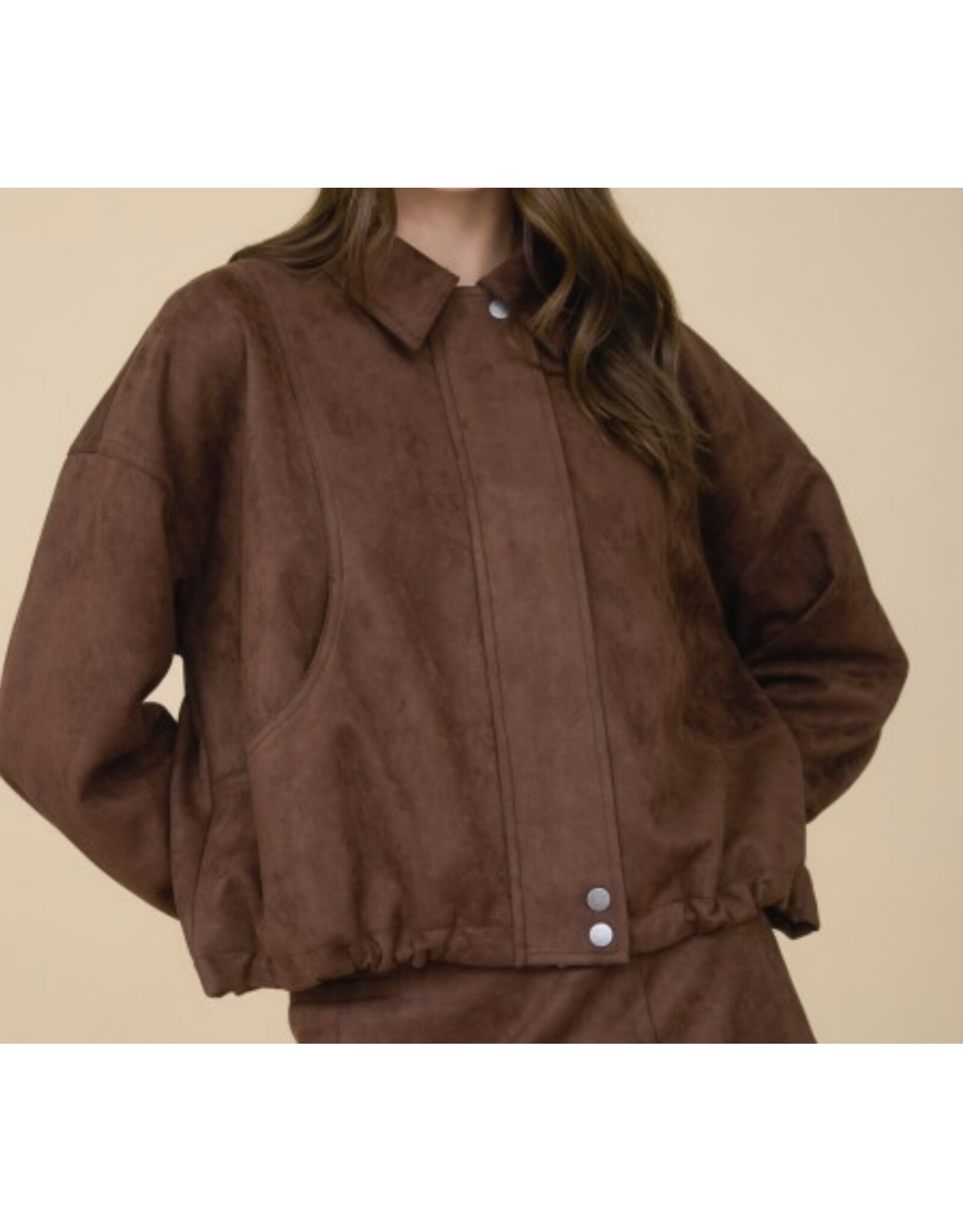 Suede Collared Zip-up