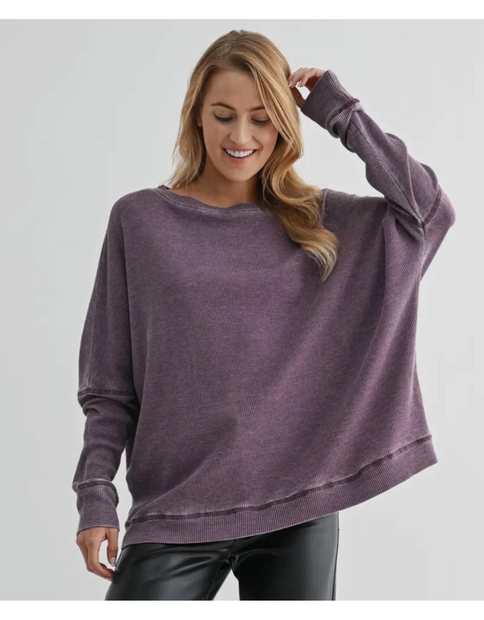 mono b Waffle Ribbed Pullover
