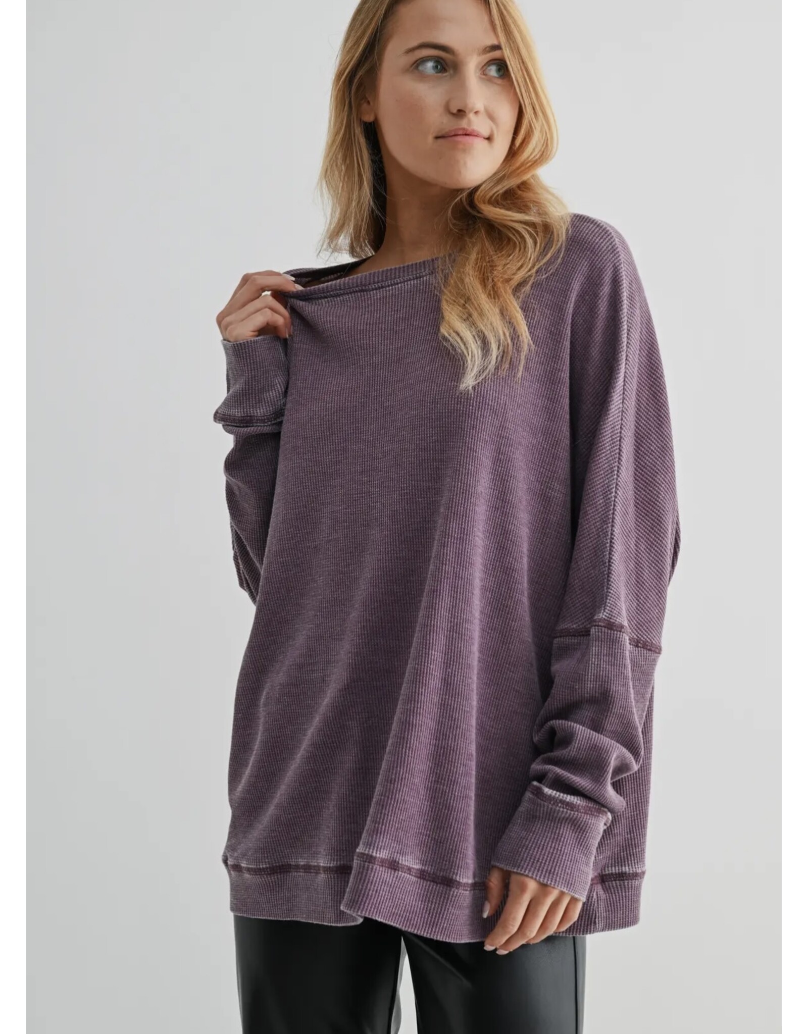 mono b Waffle Ribbed Pullover