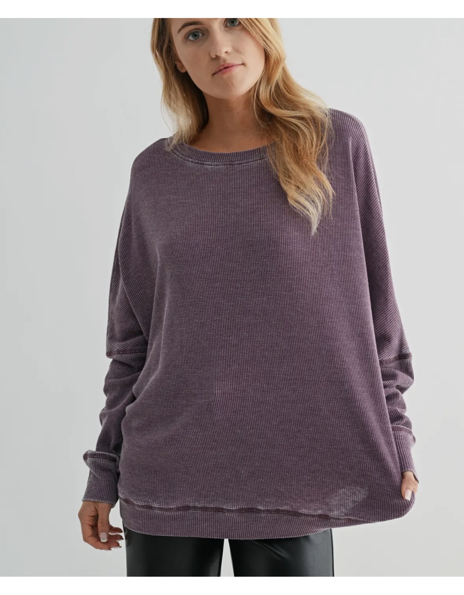 mono b Waffle Ribbed Pullover