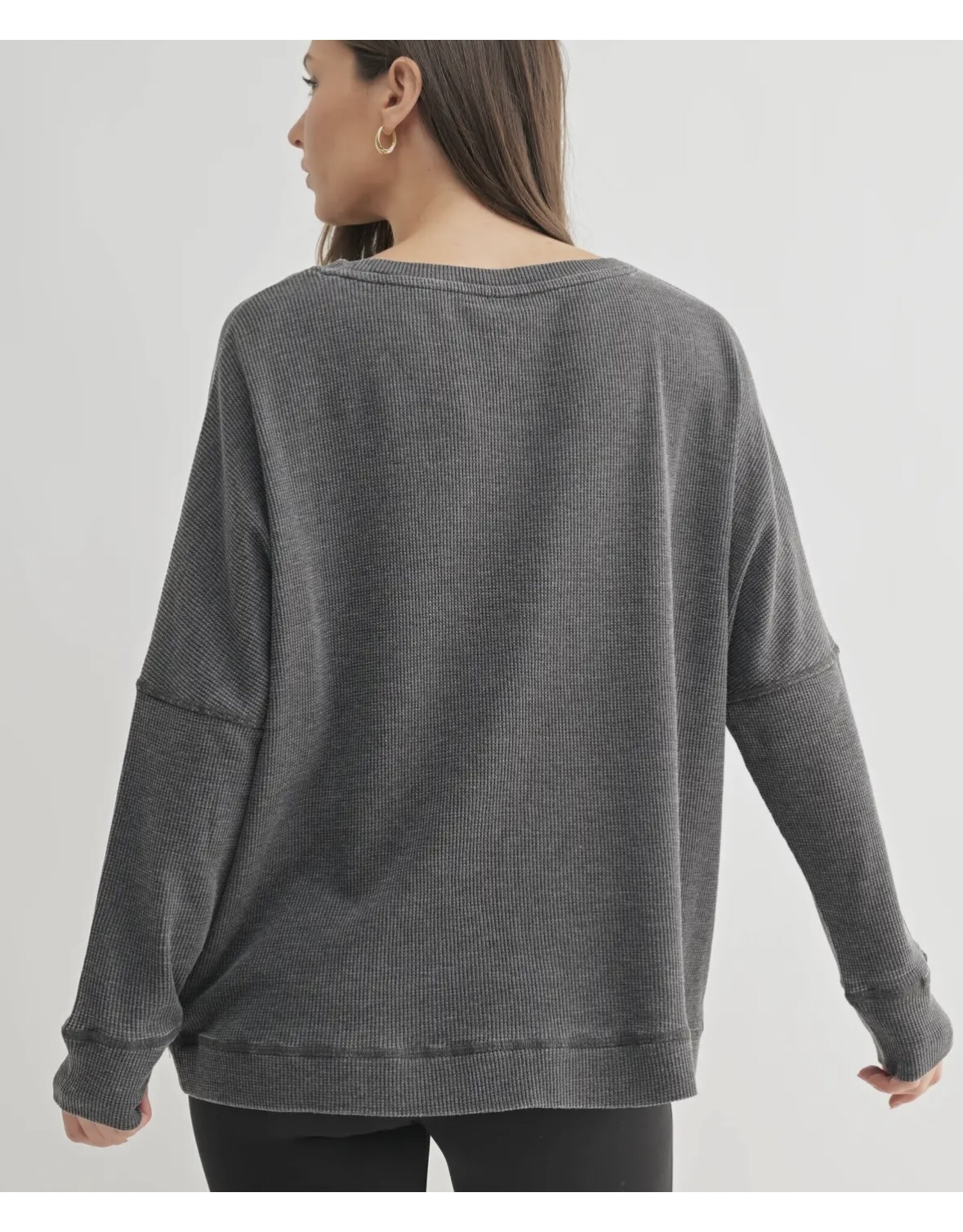 mono b Waffle Ribbed Pullover