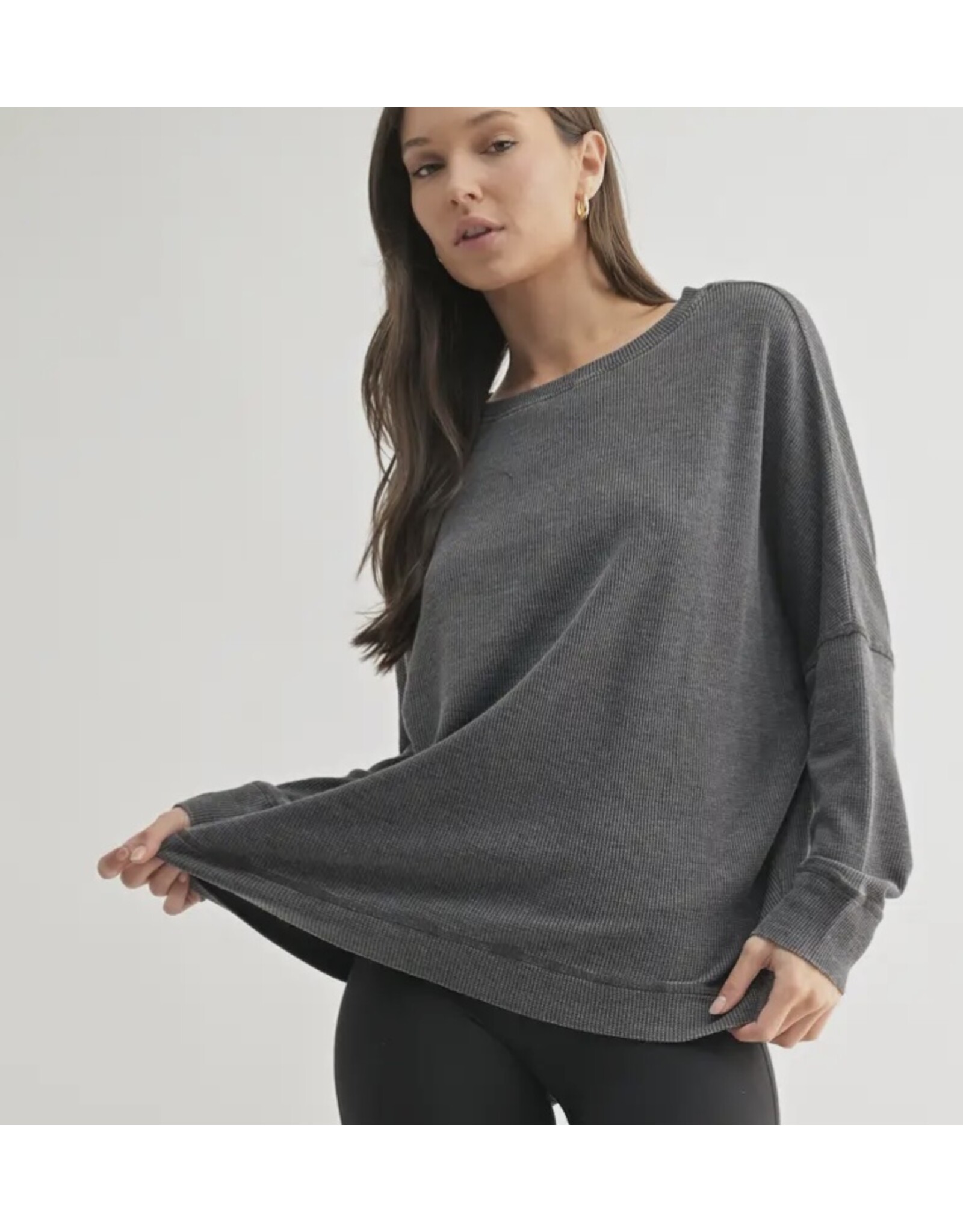 mono b Waffle Ribbed Pullover
