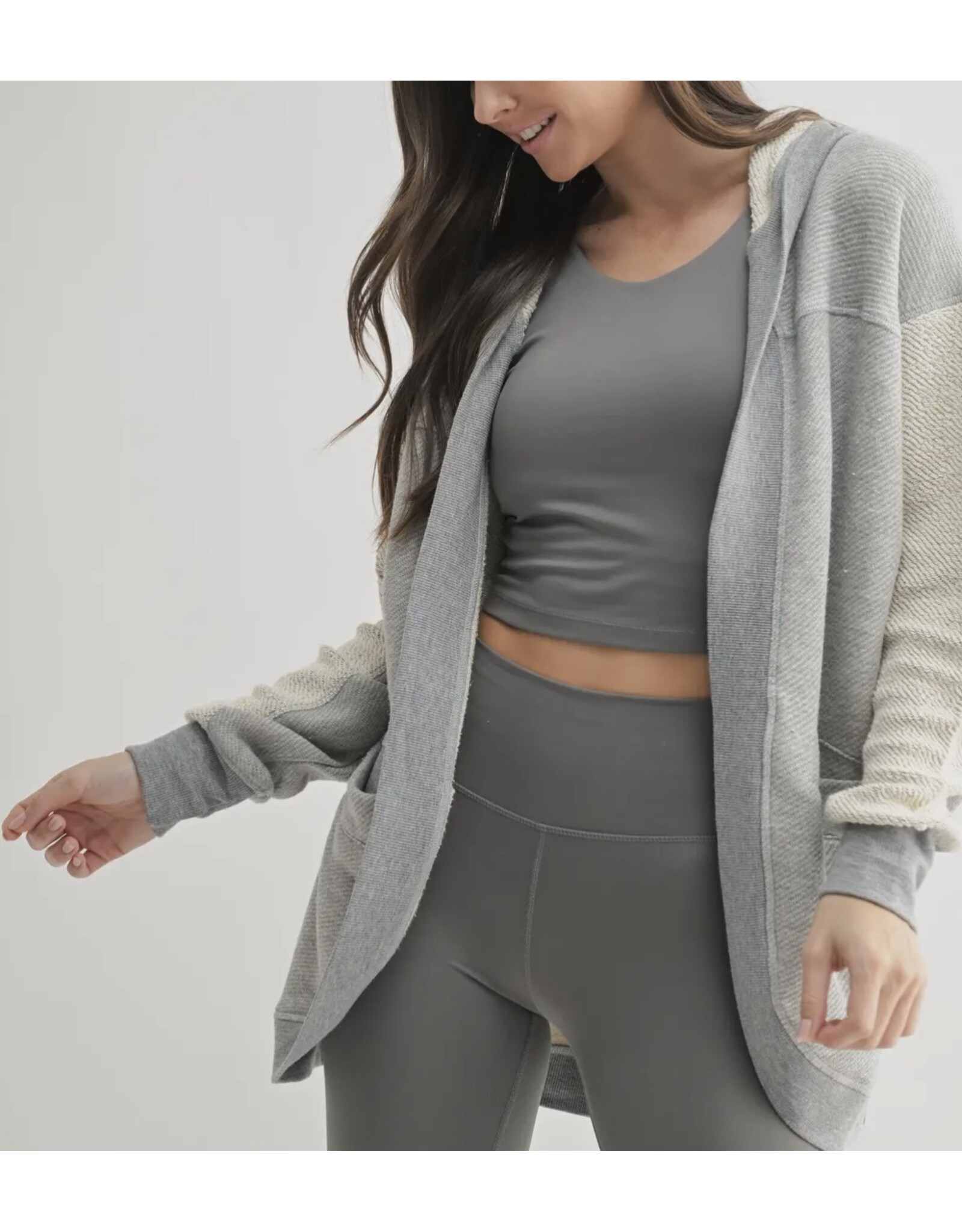 mono b Driftwood Hooded Cardigan