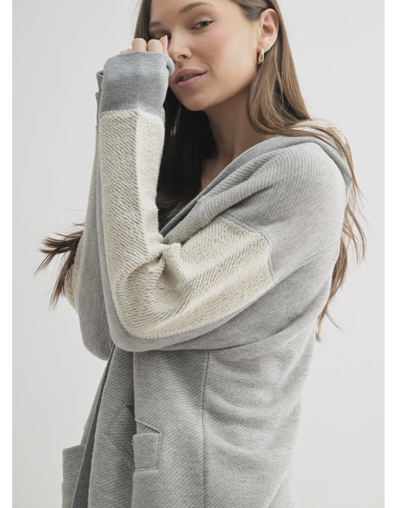 mono b Driftwood Hooded Cardigan