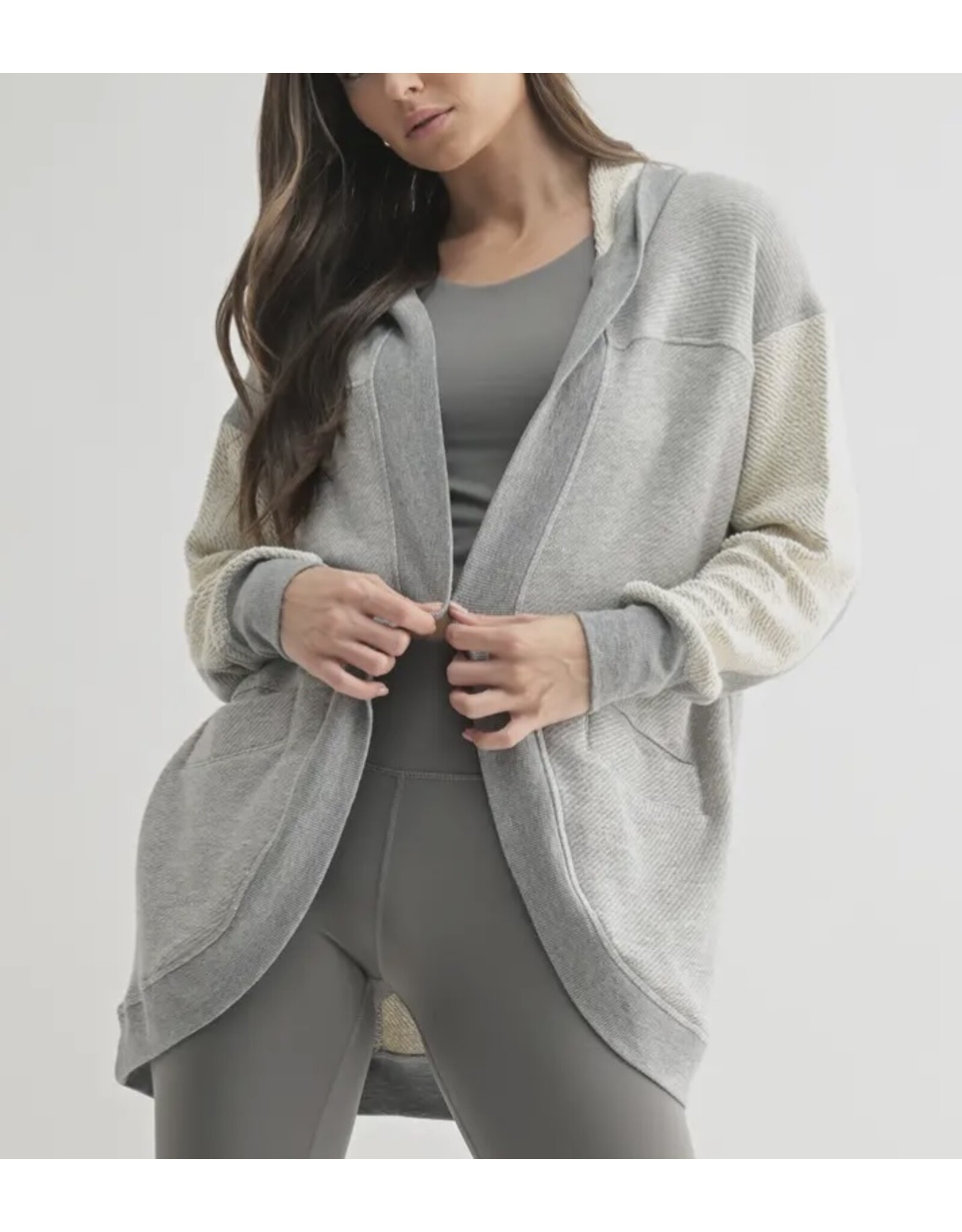 mono b Driftwood Hooded Cardigan