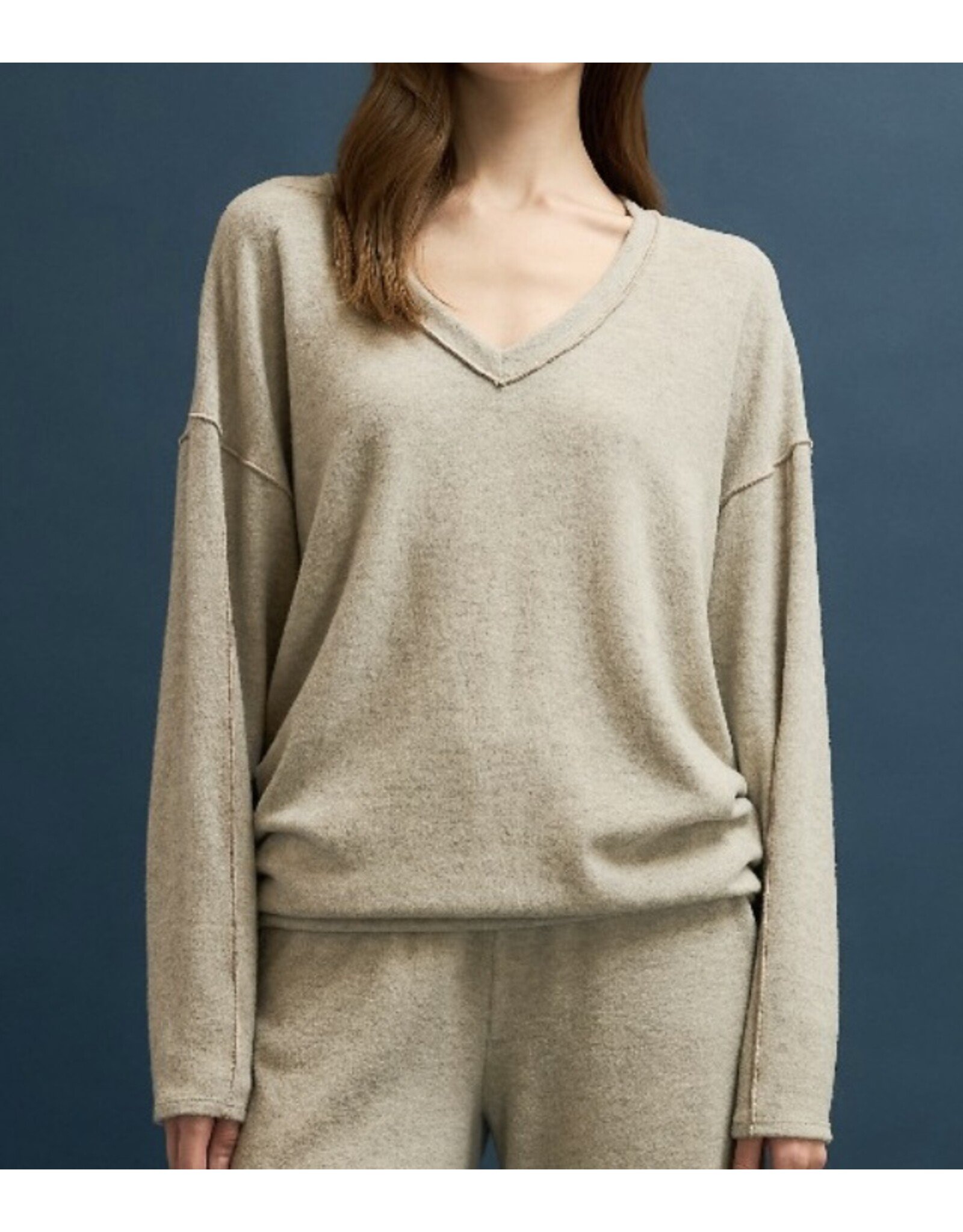 Brushed V neck sweatshirt