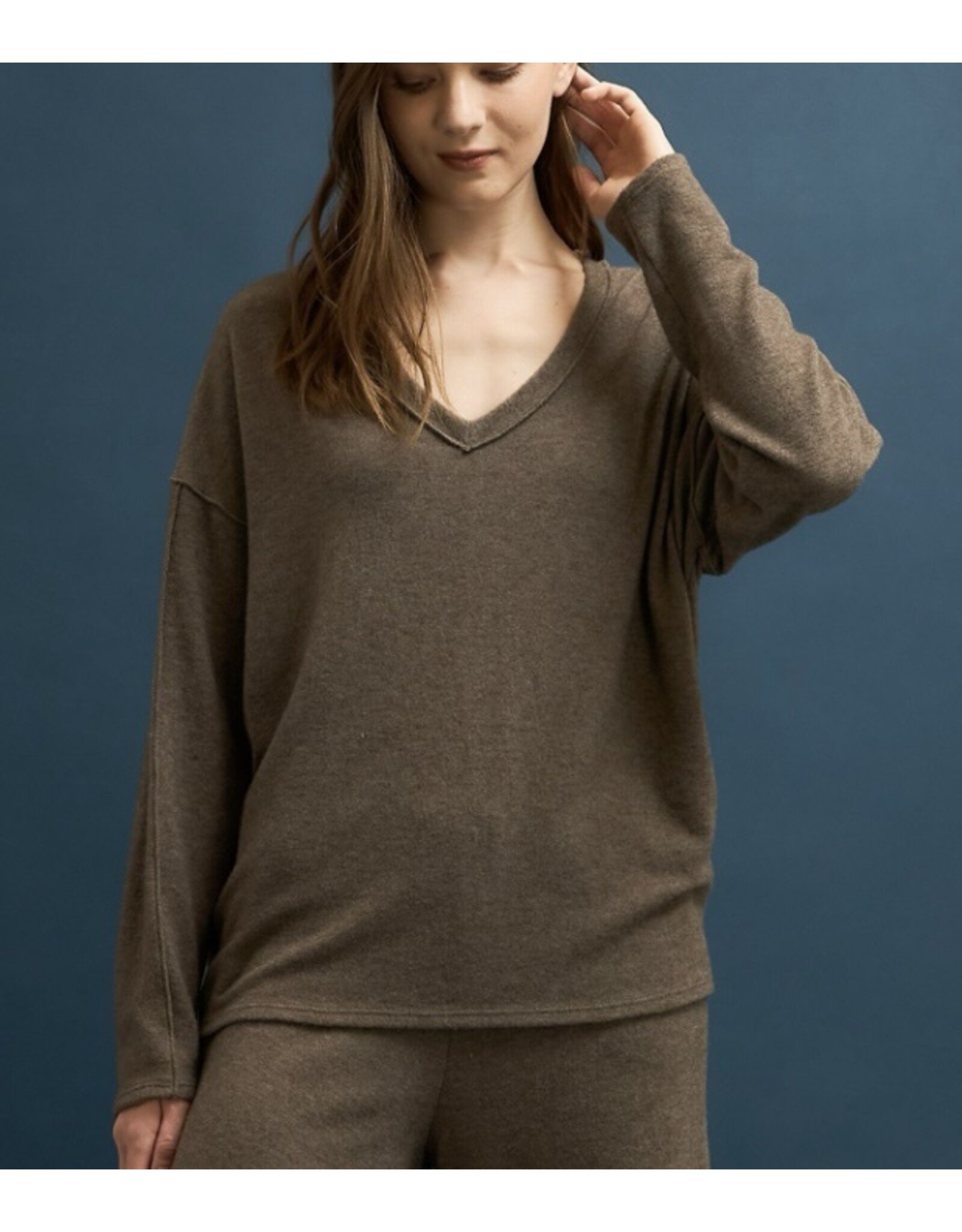 Brushed V neck sweatshirt
