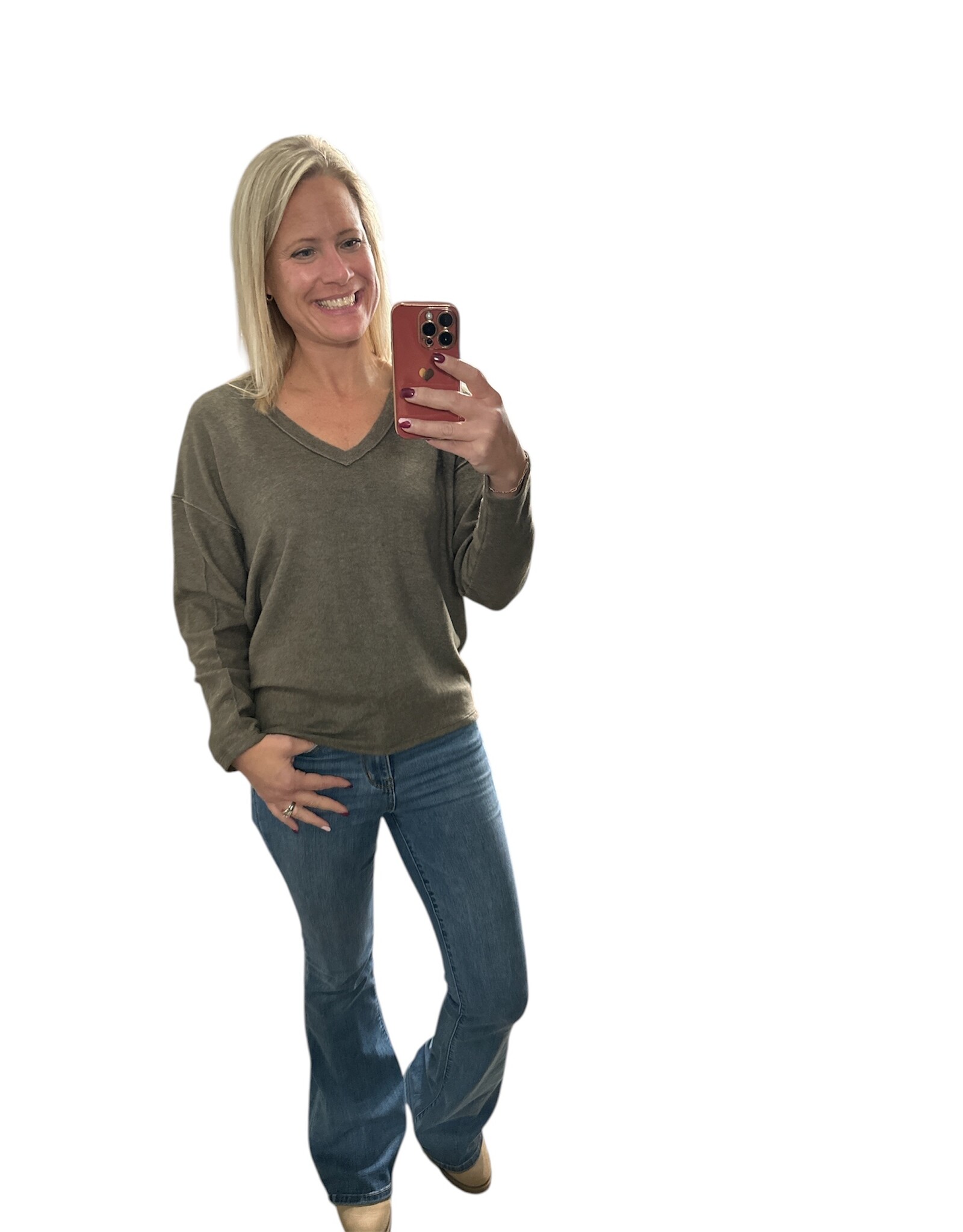 Brushed V neck sweatshirt