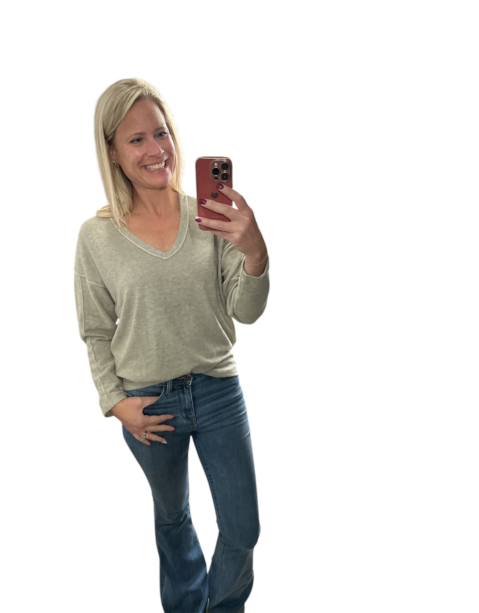 Brushed V neck sweatshirt
