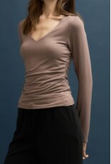 V neck Side Ruched Top