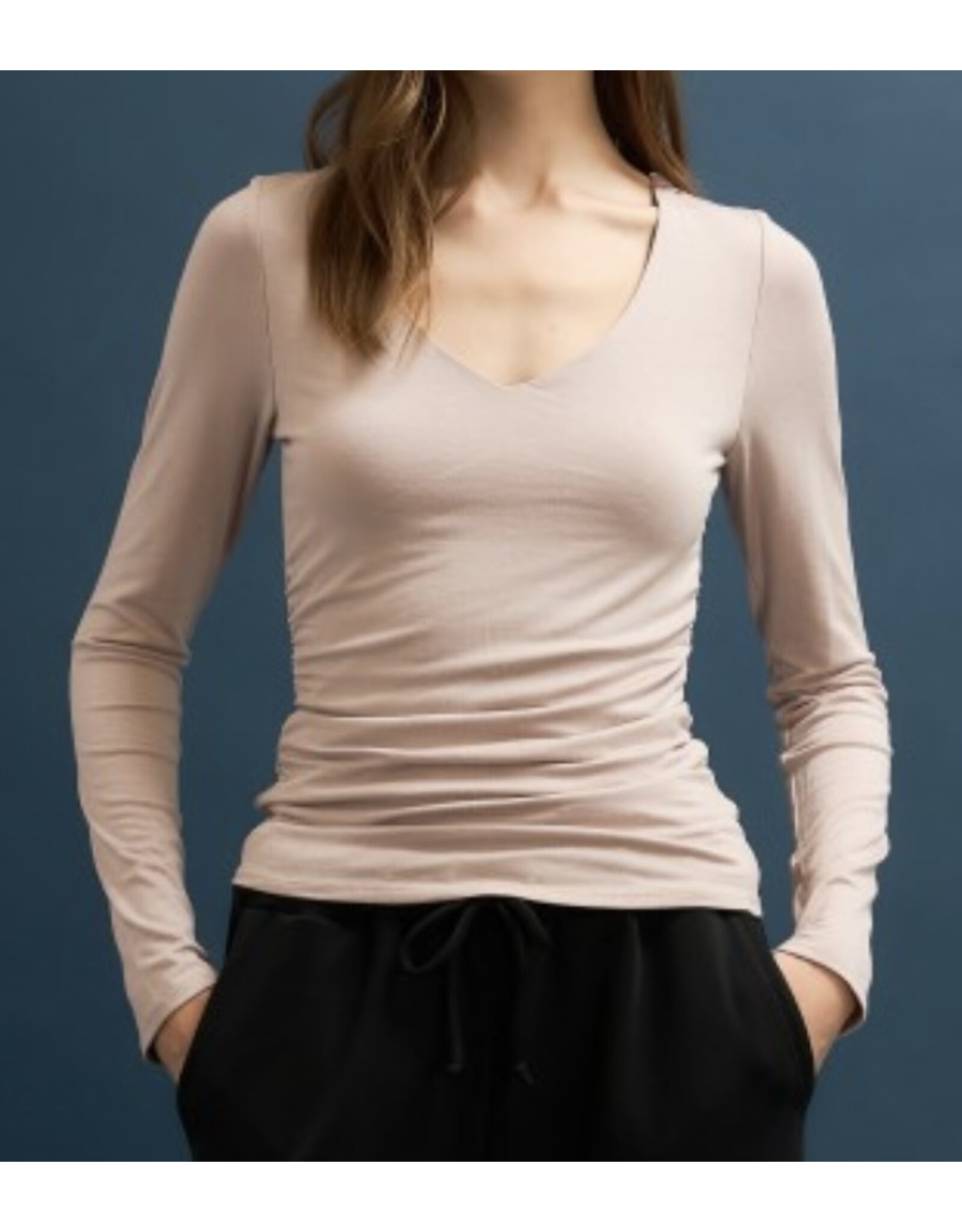 V neck Side Ruched Top