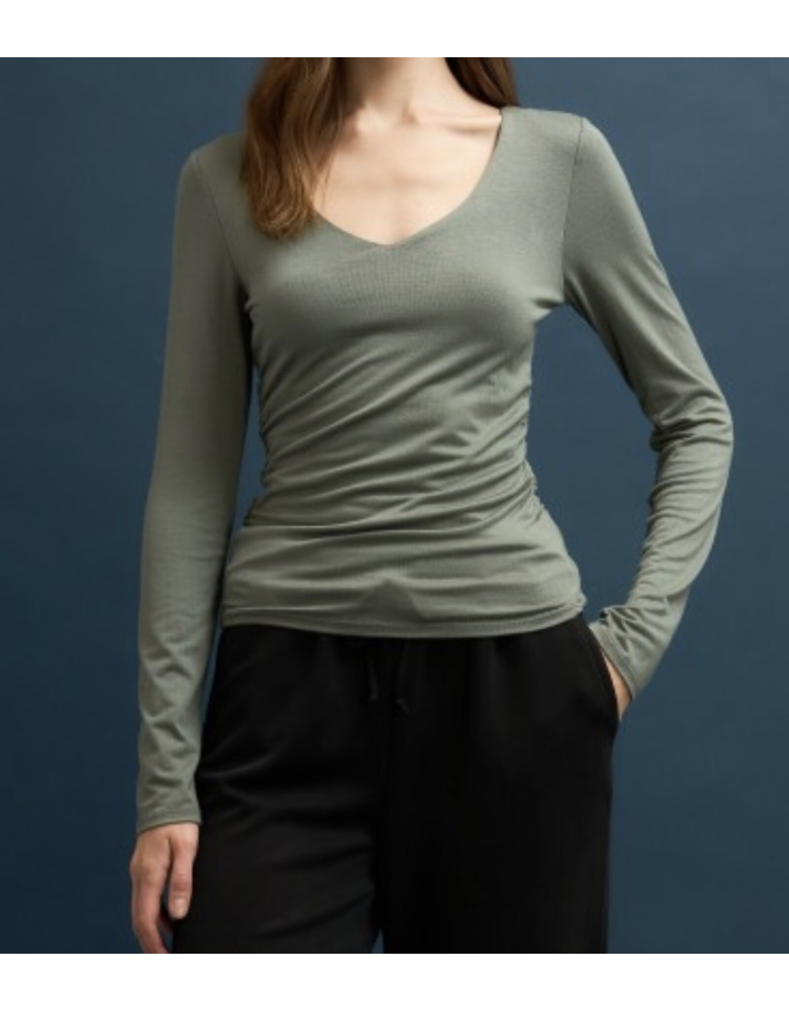 V neck Side Ruched Top