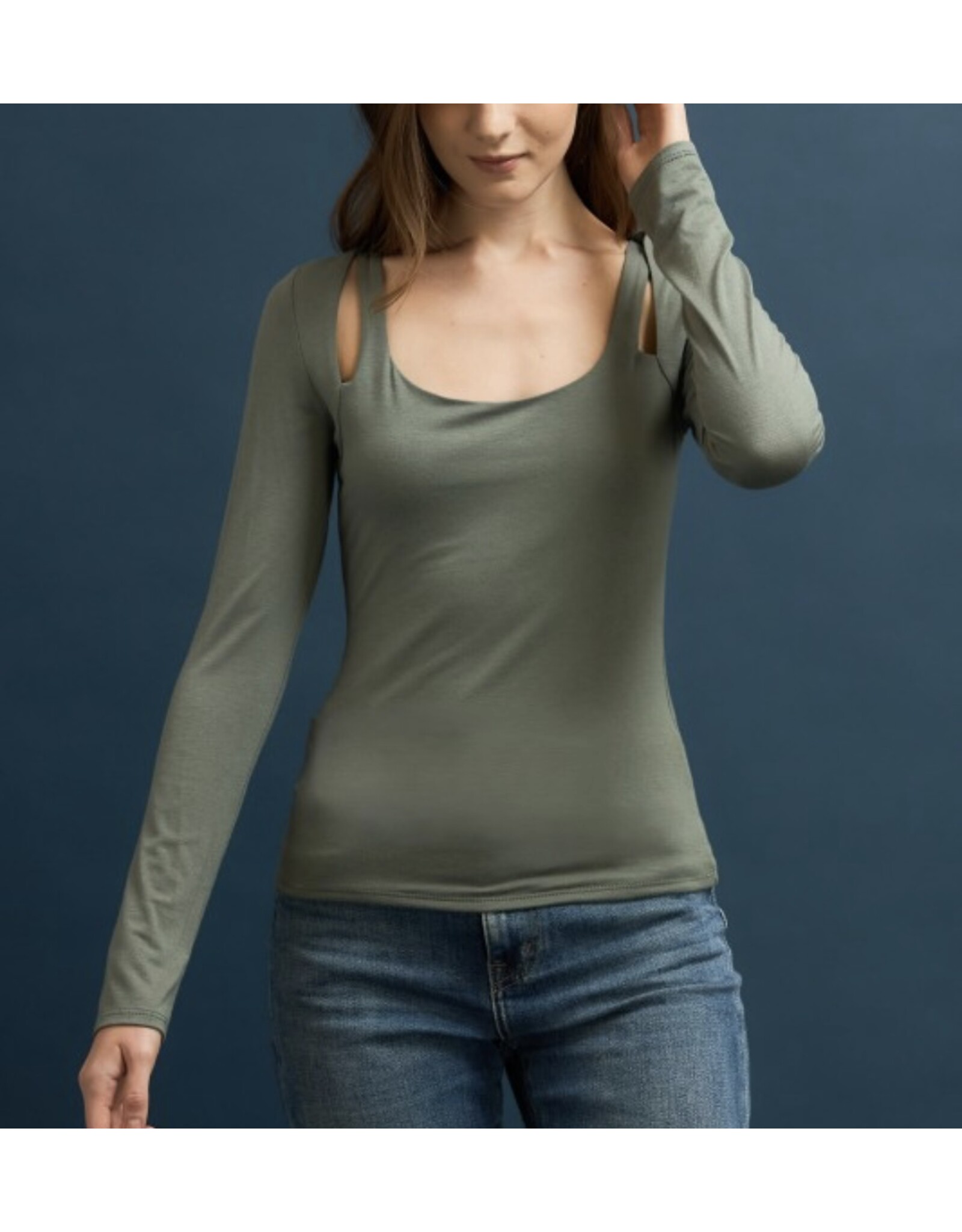 Double Slit Scoop Neck Top