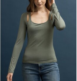 Double Slit Scoop Neck Top